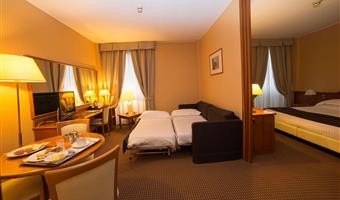 suite-1 king bed, living area, free soft minibar, wi-fi, premium tv channels
