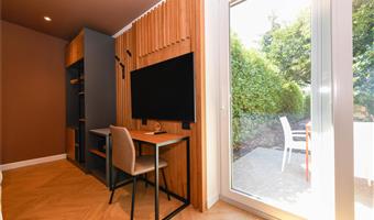 1 queensize-bett, nichtraucher, superior-zimmer, terrasse, blick auf den garten