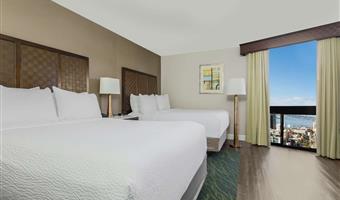 2 queen beds, non-smoking, higher floor, bayview, work desk, safe, mini fridge