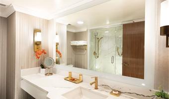 1 king bed, non-smoking, refrigerator, steam shower, walk in shower