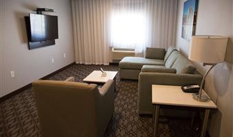 accessible - suite 1 king bed, mobility accessible, roll in shower, sofabed, separate living area, microwave and refrigerator, non-smoking