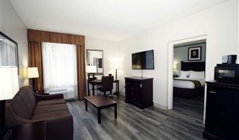suite-1 king bed, non-smoking, separate bedroom, 1 sofabed, two person whirlpool, flat screen television, microwave and refrigerator, full breakfast