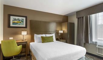 1 queen bed, non-smoking, high speed internet access, refrigerator, full breakfast