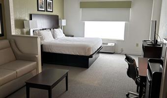 suite-1 king bed, non-smoking, work desk, sofa, microwave and refrigerator, wi-fi, full breakfast