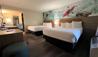 2 queen beds, non-smoking, theme room, work desk, microwave and refrigerator, walk in shower, coffee maker