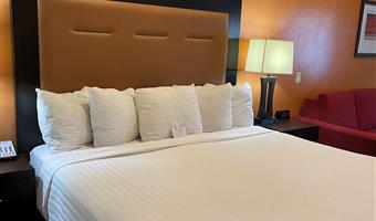 1 king bed, non-smoking, flat screen television, microwave and refrigerator, coffee maker, hairdryer, iron and ironing board, full breakfast