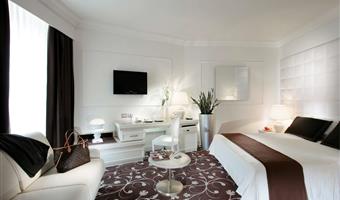 1 queen size bed, favorite newspaper, free minibar, bathrobe and slippers, coffee drinks at the bar included, parking space in the garage and breakfast in the room