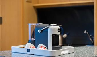 suite-1 king bed, non-smoking, living room, sofa, 2 bathrooms