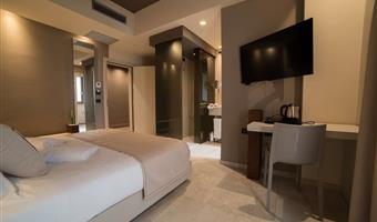 1 queen bed, comfort room, internal view