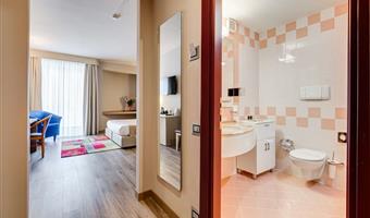 1 queen bed, family room, sofabed