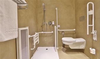 cama de matrimonio, cama francesa 140cm, accesible para personas con limitaciones físicas, instalaciones para huéspedes con limitaciones físicas, ducha a ras de suelo, habitación estándar, utensilios para hacer té, no fumador