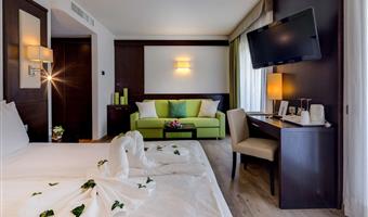 1 cama de matrimonio extragrande, suite junior, sofá-cama, wi-fi, televisión de pago gratis, bata de baño y zapatillas,  acceso al spa