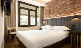habitación familiar - aproximadamente 28 m², 2 camas dobles tamaño queen o 1 cama doble tamaño queen y dos camas individuales bajo petición, baño con ducha, wifi gratuito, tetera, cuna gratuita, minibar gratuito, caja fuerte, tv lcd
