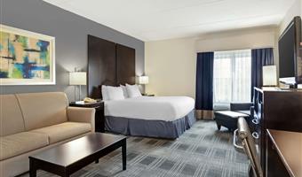 suite- 1 lit king size, non fumeur, chambre séparée, canapé-lit, salon commun, four à micro-ondes et réfrigérateur, petit déjeuner complet