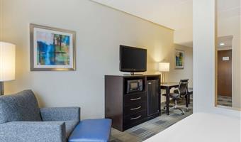 suite- 1 lit king size, non fumeur, chambre séparée, canapé-lit, salon commun, four à micro-ondes et réfrigérateur, petit déjeuner complet