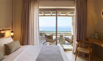 junior suite avec mini-piscine privée, vue sur la mer,1 lit king size, non fumeur, terrasse, salon, petit déjeuner complet