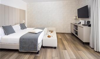 1 lit queen size, non fumeur, chambre deluxe, terrasse, vue sur la mer, petit déjeuner complet