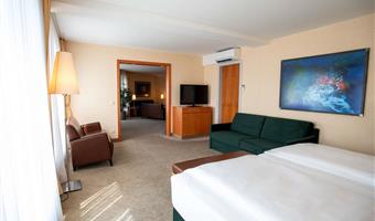 suite -1 letto matrimoniale, two sofabeds, televisore a schermo piatto, soggiorno separato, box doccia con getti a pioggia, aria condizionata, bollitore per tè e caffè