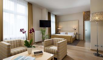 suite -1 letto matrimoniale, suite waldschloesschen, confortevole angolo soggiorno, armadio a muro, accappatoio e pantofole, w-lan gratuita, parcheggio gratuito, colazione completa